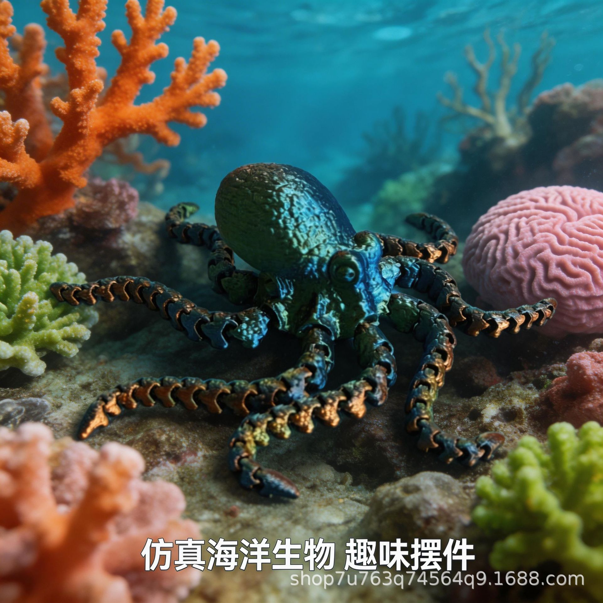亚马逊爆品仿真3D打印八爪鱼摆件可活动关节章鱼模型造景摆饰批货详情图3